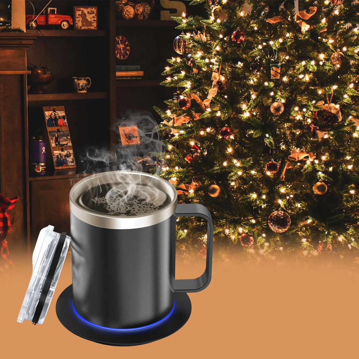 Self Heating Coffee Mug USB Powered Heated Cup with Temperature Control 131℉ Electric Coffee Mug Warmer for Desk Heated Mug