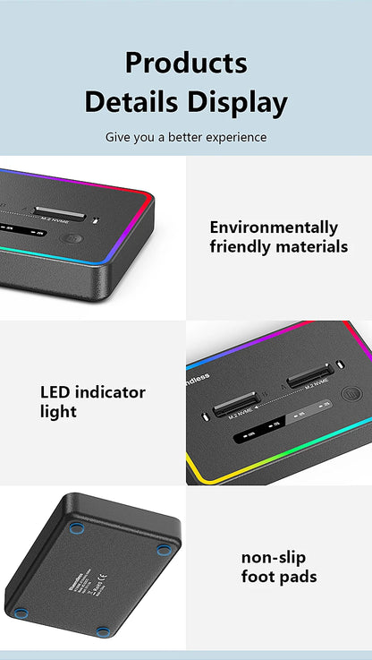 Blueendless Dual-Bay M.2 NVME SSD Clone Docking Station 20Gbps USB3.2 USB C Type C OFFline Cloner Duplicator NVme PCIE Enclosure