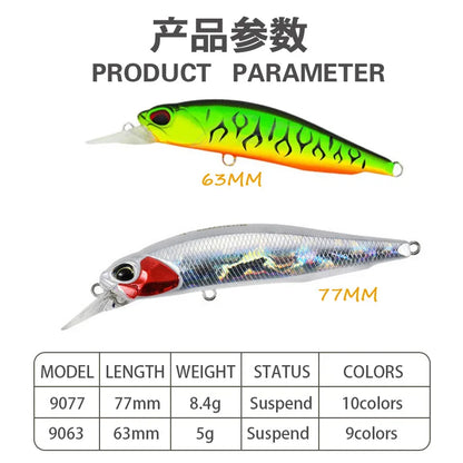 Minnow Fishing Lure Wobbler Rozante 77SP Long Cast Hover Swaying Lure Jerkbait Artificial Bait Culter 77mm/63mm Alburnus Bait