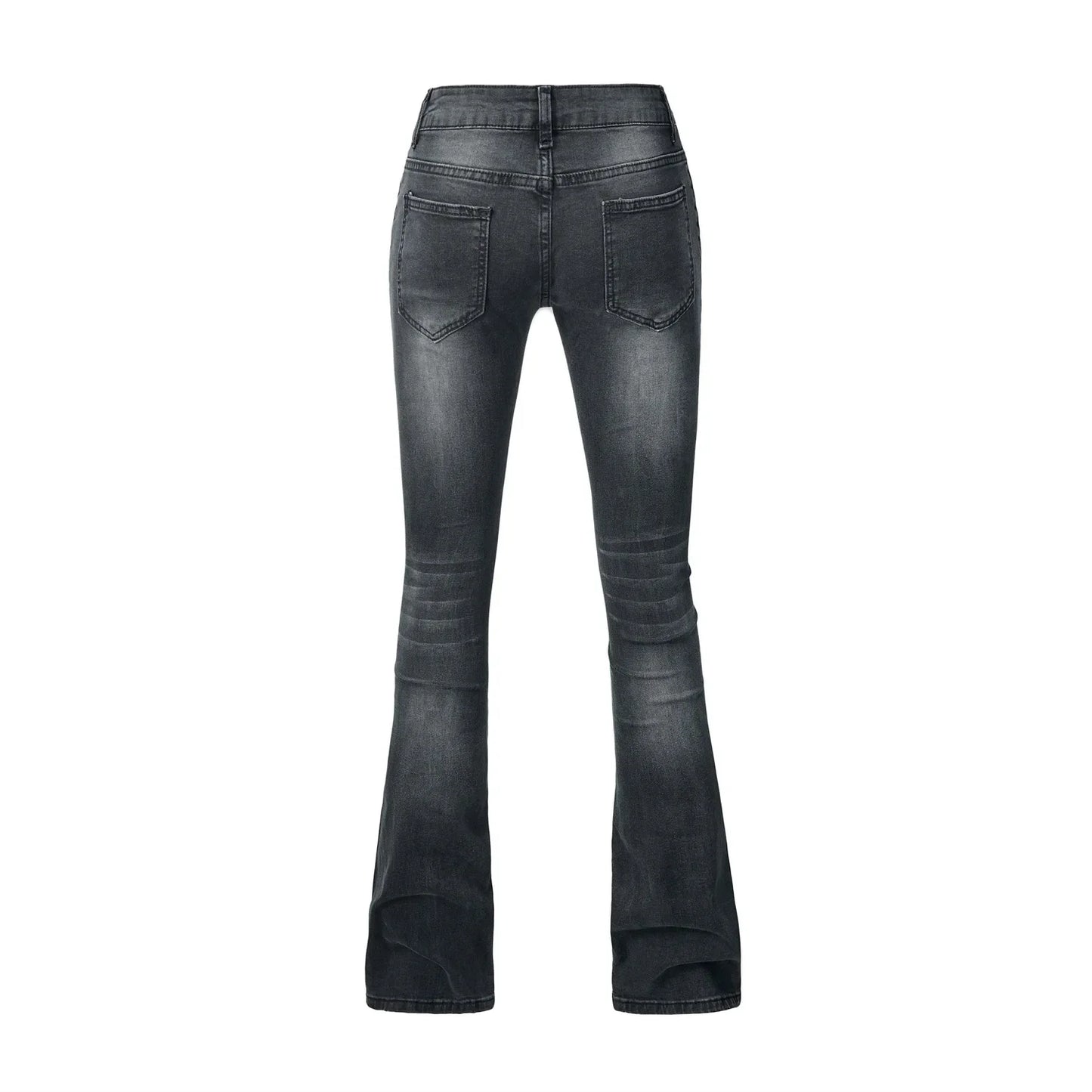 Flare Pants Jeans for Women Vintage Denims Stretch Mid Waist Washed Distressed Pockets Boot Cut 2025 Streetwear Skinny Trousers