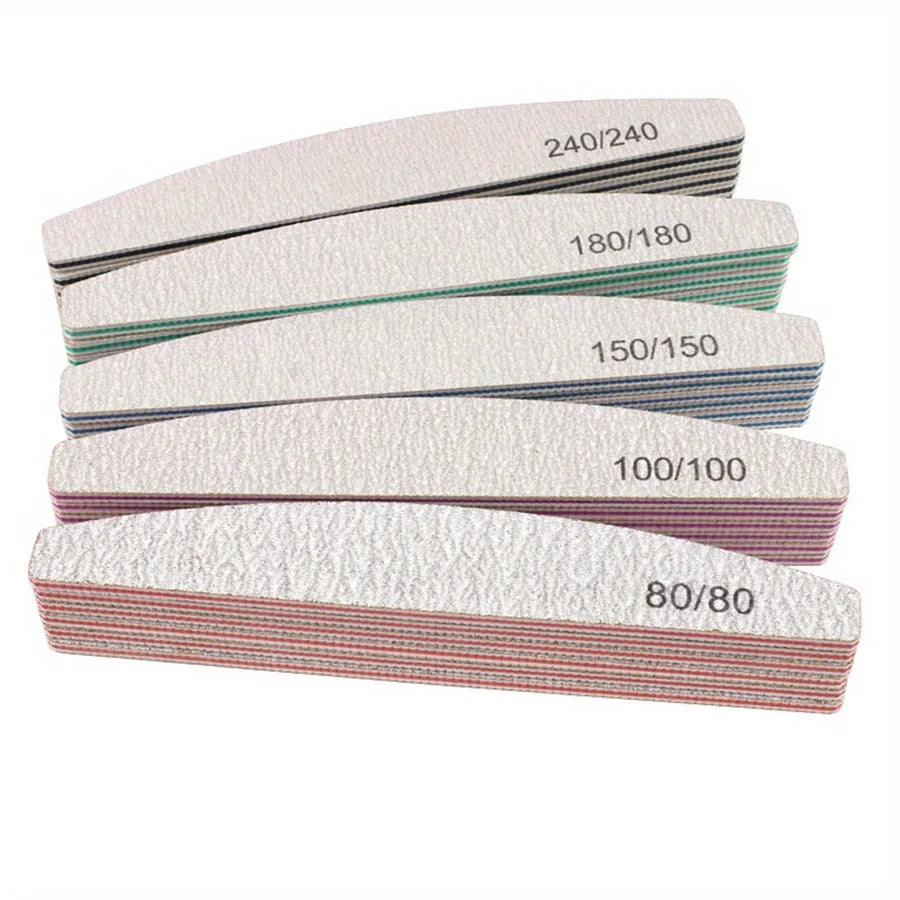 1/3/5/10Pcs Professional Nail File 80/100/150/180/240 Sandpaper Strong Thick Sanding Half Moon Lime nail accessories and Tools