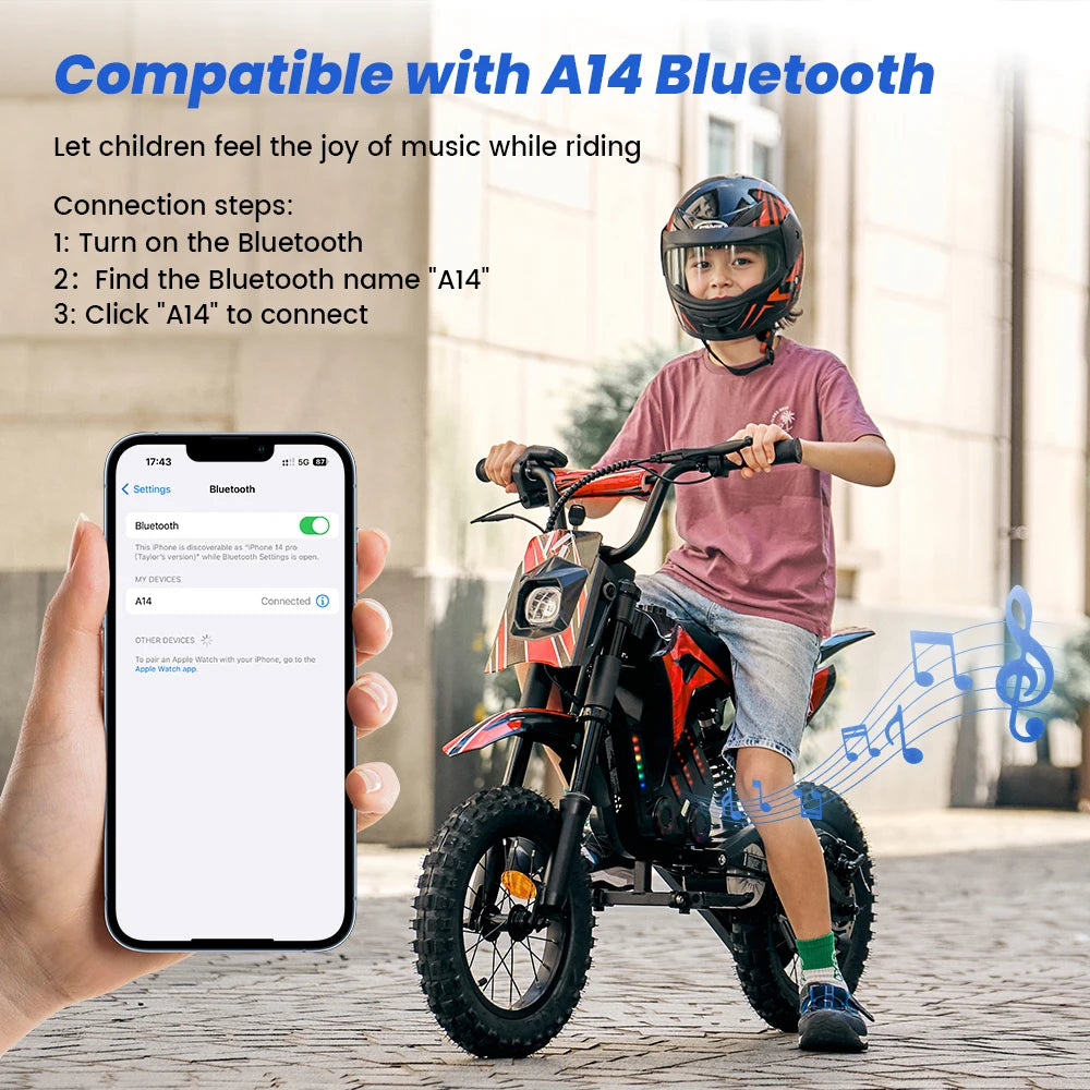 Elektrisk motorcykel-leksak för barn A14 36V 5,2Ah batteri