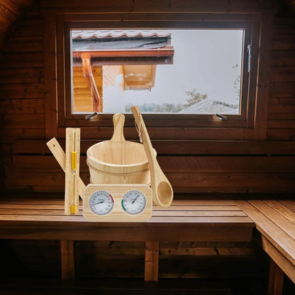 Sauna Accessories Set 4L Bucket Ladle Hourglass Sand Timer for Bathroom SPA Bathtub