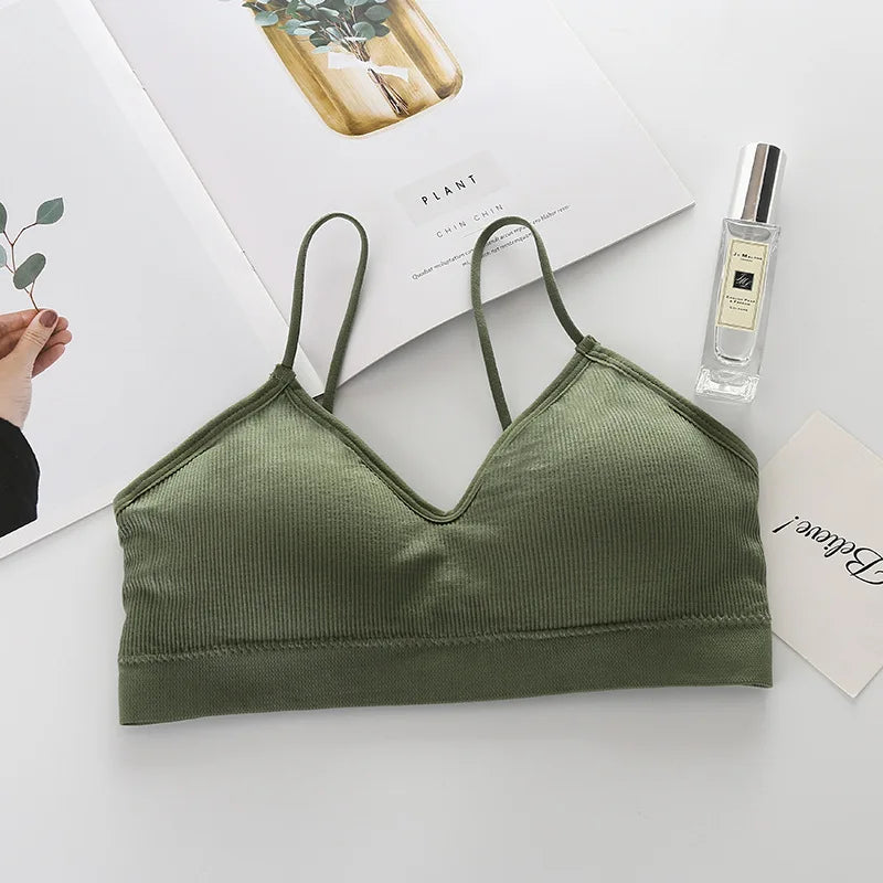 Women Non Wired Bras Seamless Bras Sports Bra Gym Running Push Up Bralette Padded Vest Elastic Brassiere Women Gym Bra Top