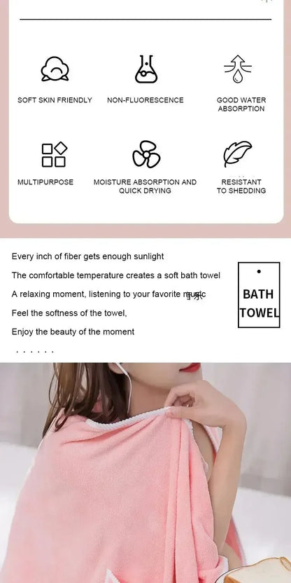 Womens Bath Towels Girls Wearable 135*80Cm Fast Drying Bathing Beach Spa Bathrobes Wash Clothing, Shower Bath And Gym Towel