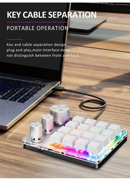 Bluetooth Macropad Macro Mechanical Keyboard 16 Keys 3 Knob RGB Mini Gaming Custom Programming Hotswap Keypads For Photoshop