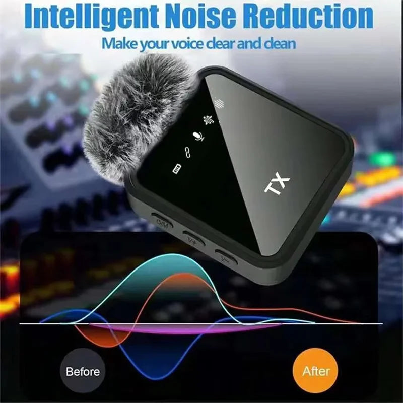 Mini Wireless Microphone for iPhone Android Cameras Wireless Microphone for Interviews Vlog Noise Cancelling Lavalier Microphone