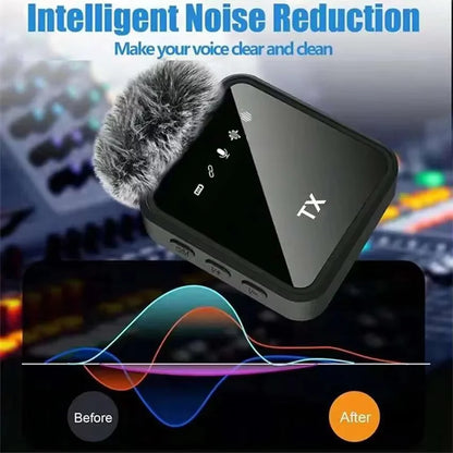 Mini Wireless Microphone for iPhone Android Cameras Wireless Microphone for Interviews Vlog Noise Cancelling Lavalier Microphone