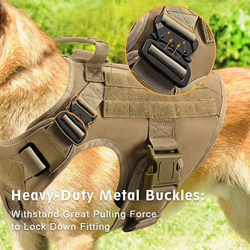 Taktisk Militärhundsele & Koppelset – För Schäfer, Golden Retriever & Stora Raser, S–XL