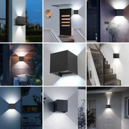 IP65 LED Kubvägglampa 6W/12W – Justerbar Vinkel, Inne & Ute, Aluminium, Varm/Kall/4000K