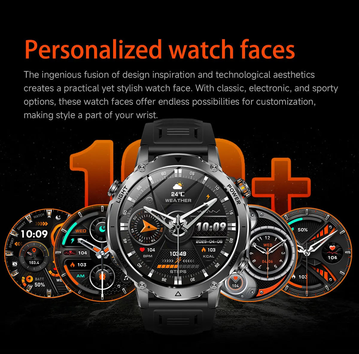 2026 1400mAh Big Battery Smart Watch Men Outdoor GPS Flashlight IP68 Waterproof Bluetooth Call AMOLED Military Sports Smartwatch