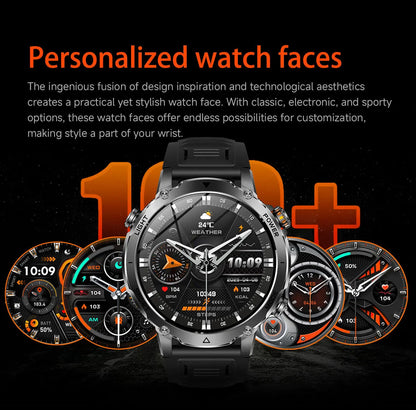2026 1400mAh Big Battery Smart Watch Men Outdoor GPS Flashlight IP68 Waterproof Bluetooth Call AMOLED Military Sports Smartwatch