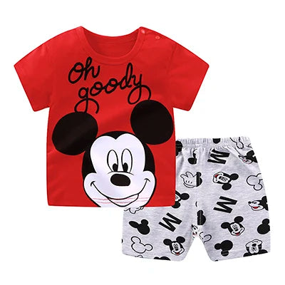 Summer Donald Duck Cartoon 2-Piece Boys Tracksuit Casual Kids Clothing Set T-shirt And Shorts Children 1-4 Years