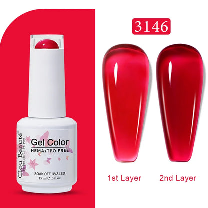 Clou Beaute Transparent French Gel Polish Translucent Nude Pink Red Jelly Glass Milky White Varnish Rainbow Color Nail Art