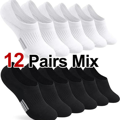 6/12 Pairs Women Breathable Mesh Invisible Ankle Socks Summer Lightweight Breathable Elegant Solid Color Sports Leisure Socks