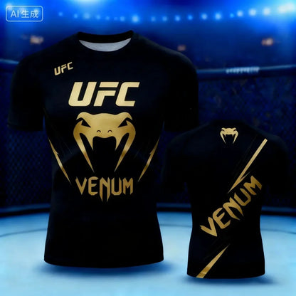 Men's T-shirt Fashion Quick Drying Casual Breathable O-neck Short Sleeve Tops Hot Summer Selling UFC Boxing Fighting Competition