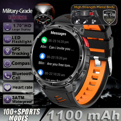 T-Rex3 Pro Militär Smartklocka 2026 – 1100mAh, GPS, Kompass, 5ATM, 14 Färger