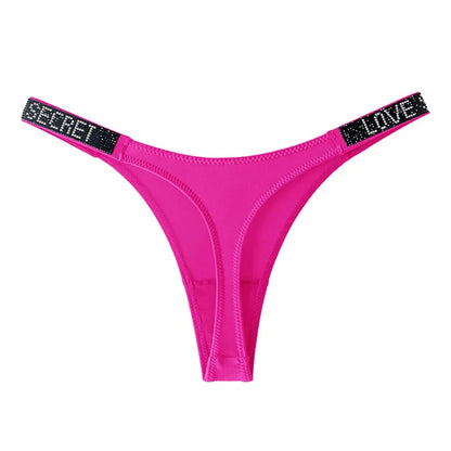 Lågskurna sexiga trosor med strass och bokstäver G-string sporttstring S-XL
