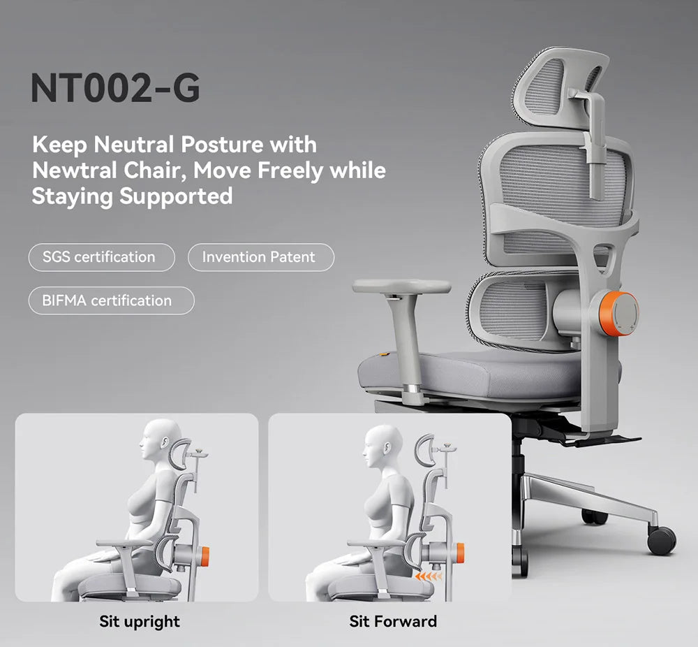 NEWTRAL NT002 Ergonomic Chair with Desktop,Adaptive Lower Back ,Footrest 4 Recline Angle Adjustable Backrest Armrest Headrest