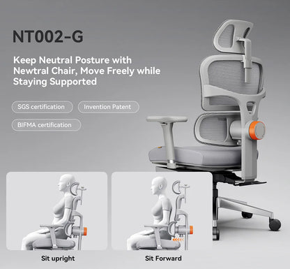 NEWTRAL NT002 Ergonomic Chair with Desktop,Adaptive Lower Back ,Footrest 4 Recline Angle Adjustable Backrest Armrest Headrest