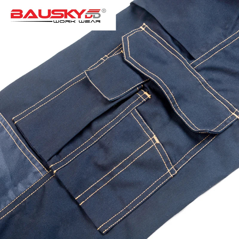 Multi Pocket Work Bib Overalls Men With Knee Pads Working Uniforms Repairman