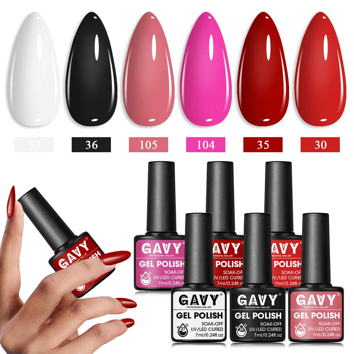 GAVY 6pcs Gel Polish Starter Kit - Permanent Nail Polish Set Glossy Suitable for DIY Manicure, Spring Summer Nail,
