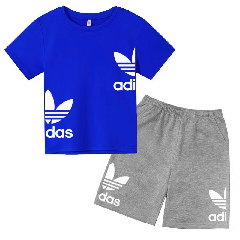 New Children Letter-Print Summer T-shirt Boy Girl Toddler3-12Years Short-Sleeved+Shorts Charming Casual Fashion Sports Brand Set