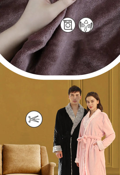Female Autumn and Winter Warm Long Coral Velvet Thick Couple Bath Bathrobes Men Women Pajamas Shower Robe Bath Towels For Adults