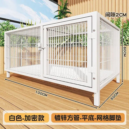 Large Heavy Duty Dog Crate for Large Medium Dogs Indoor Outdoor Portable Foldable Metal Wire Kennel with Tray for Labrador