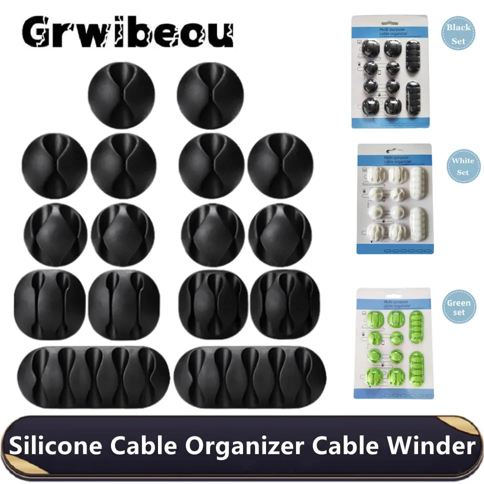 10-pack kabelhållare i silikon – flexibel kabelorganisering