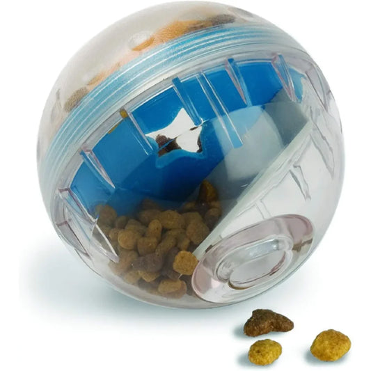 Interaktiv IQ-boll för Hund – Godisdispenser Slow Feeder Bettbeständig Stresslindrande 8,5cm Blå Gul