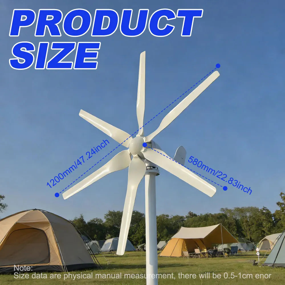 Horisontell Vindturbin 3000W 12V/24V/48V – Lågbullrig Permanent Magnet Off-Grid 220V, EU-lager Polen