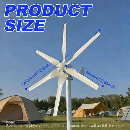 Horisontell Vindturbin 3000W 12V/24V/48V – Lågbullrig Permanent Magnet Off-Grid 220V, EU-lager Polen