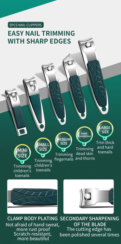 40Pcs Manicure Set Nail Clippers Kit Cuticle Scissors Stainless Steel Foot Care Tools with Leather Case Foot Rasps Callus Shaver