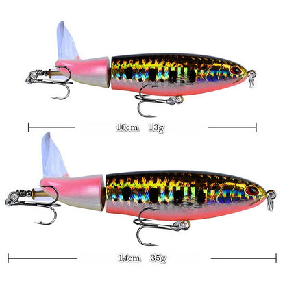 1pcs 10cm 14cm Topwater Spinner Fishing Lure Popper Artificial Pencil Hard Bait Propeller Rotating Tail Fishing Tackle Swimbait