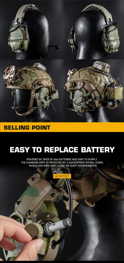 HD-17 GEN 6 Tactical Headset Sound Pickup&Noise Reduction Sports Shooting Earmuff Sports Shooting Impact Anti-Noise Headset