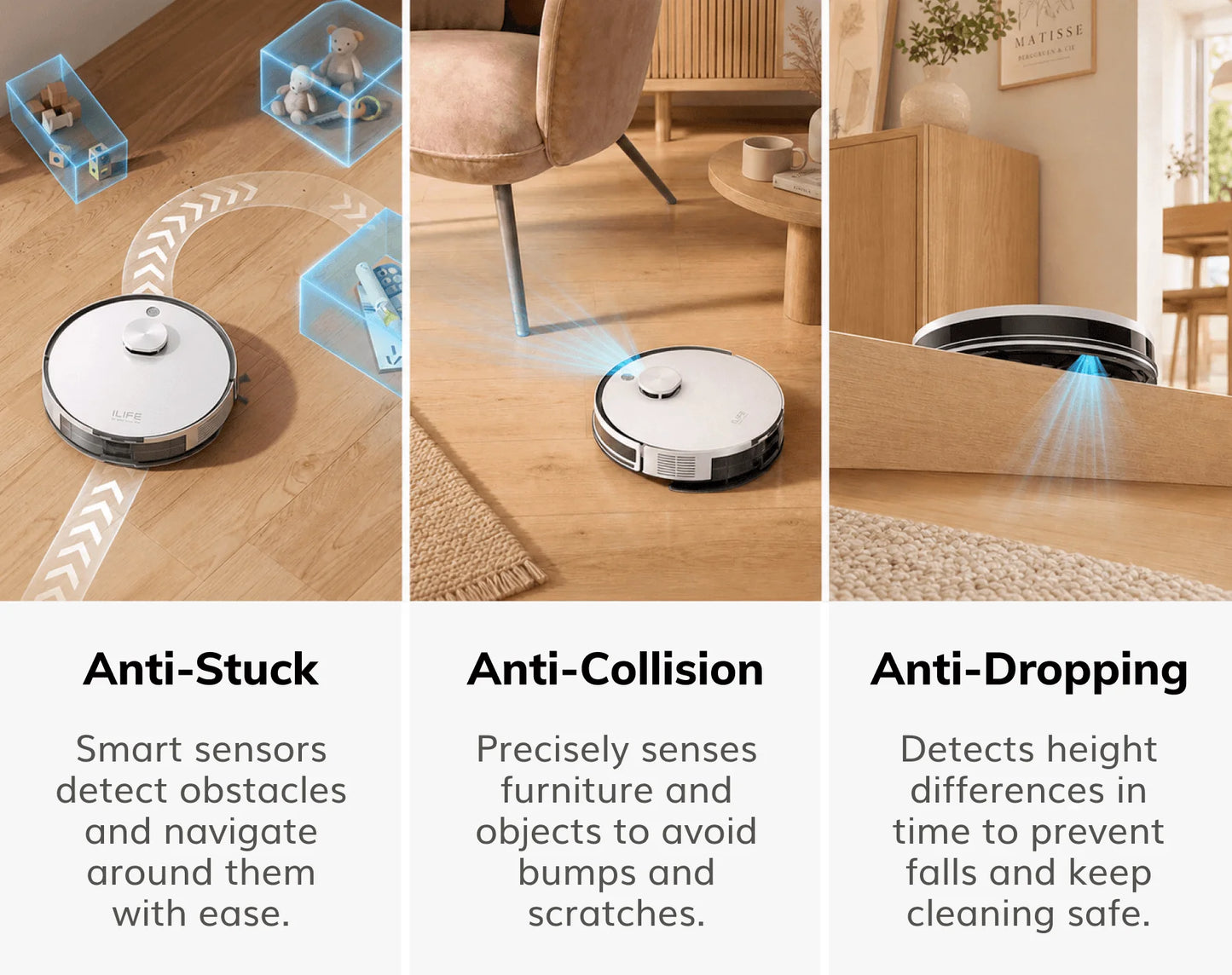 ILIFE A30 Pro Robot Vacuum Cleaner with Automatic Self-Emptying Station, 5000Pa Strong Suction, LDS Navigation, 180min Runtime, 2-in-1 Mop and Sweep, APP Control,  HomeFloor Carpet Clean