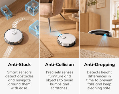 ILIFE A30 Pro Robot Vacuum Cleaner with Automatic Self-Emptying Station, 5000Pa Strong Suction, LDS Navigation, 180min Runtime, 2-in-1 Mop and Sweep, APP Control,  HomeFloor Carpet Clean