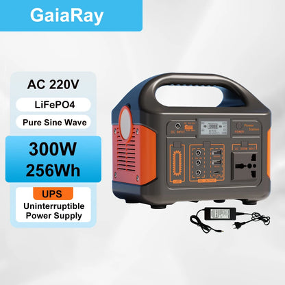 Gaiaray Portable Power Station 500W 300W 200W 100W Solar Generator UPS LiFePO4 Battery LED Light Solar Charging Station for Home Outdoor Emergency Power Bank
