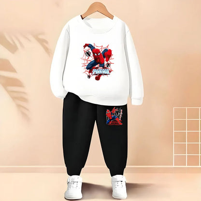 2026 Spring Autumn Children's Hoodies Sets Boys Cartoon print Pullover and Long Pants Two Piece Set Kids Casual Thin Tracksuit
