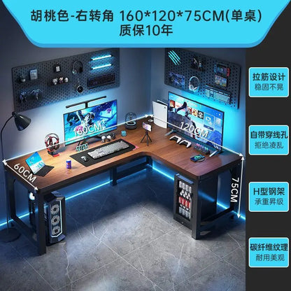 Corner Gaming Table Computer Desk Double Desktop for Home Student Bedroom Small Apartment Space Saving Workstation