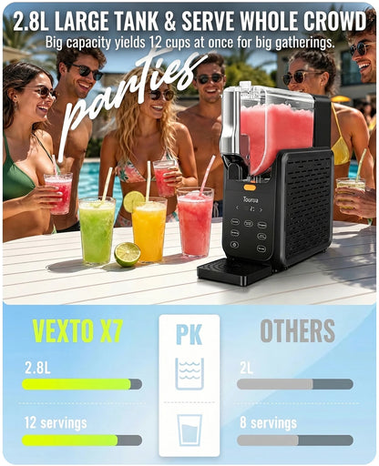 Slushie Maker 2.8L Large Capacity Slush Machine, 15 Mins Fast Cooling Cycle, 5 Preset Programs, One-Touch Auto Clean Function, Multifunctional Slush Machine for Slush Drinks, Milkshakes, Frozen Cocktails, Smoothies