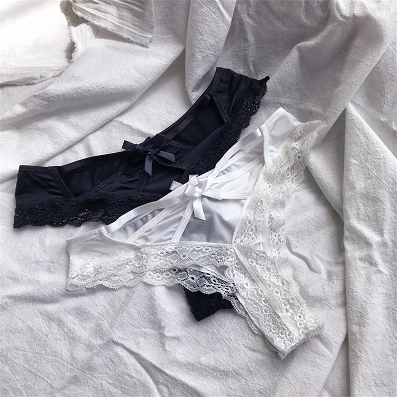 Sexy Hollow Cross Panties Women Underwear Lace Embroidery Low-Rise Temptation G-String Summer Breathable Thong Ladies Intimates