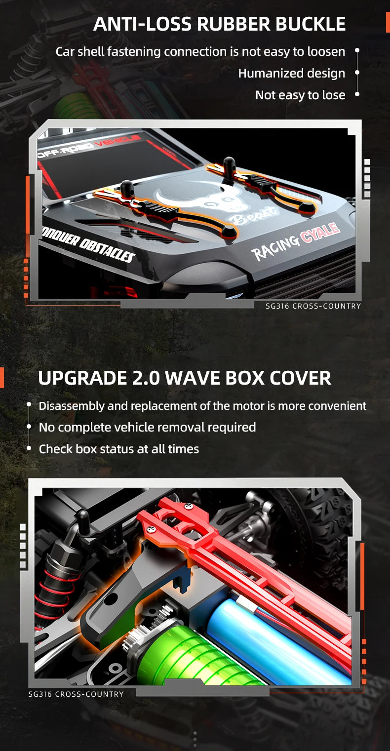 ZLL SG316 MAX 1:16 High Speed Drift Racing Car 80KM/H Brushless Motor 4WD RC Off Road Car Monster Trucks Toys for For Kids Gifts