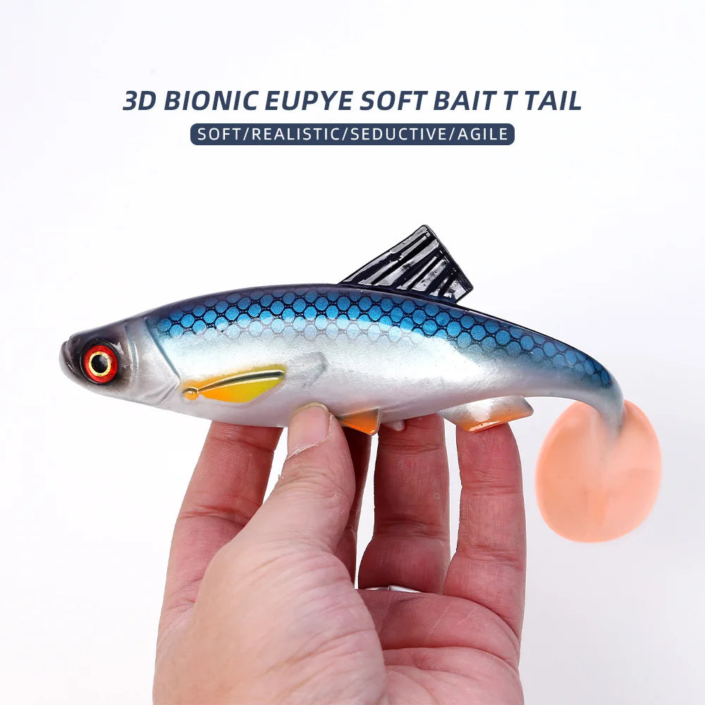1pcs 26g 60g River Roach Fishing Lure Soft Bait T Paddle Tail Baitfish Shad Strike Silicone Plastic Swimbait Wobbler Pike Bass