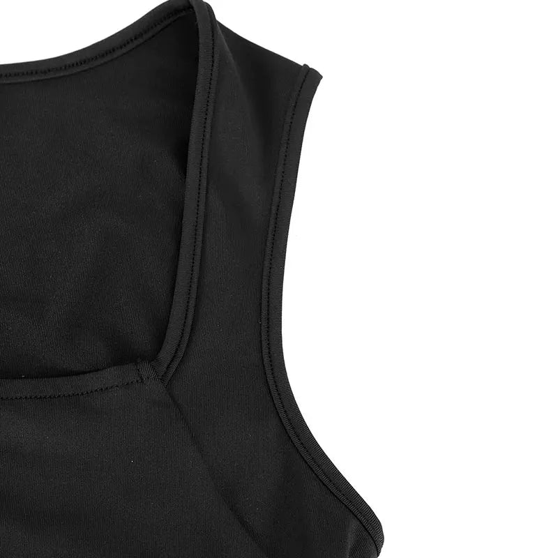 Dam Linne Fyrkantig Hals Dubbellager – Y2K Tight Sexy Goth Sommar 2026, 8 Färger S–XL