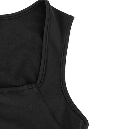 Dam Linne Fyrkantig Hals Dubbellager – Y2K Tight Sexy Goth Sommar 2026, 8 Färger S–XL