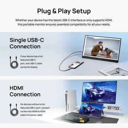 [GREY}ARZOPA 15.6/16.1inch 144/60HZ Mini Second Gaming Display Portable Monitor External Screen for MAC/Laptop/PC/Xbox/PS/Switch