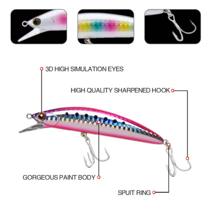 Sunken Minnow Swinger Bait 90mm 28g Hot Type Fishing Kit Bait Fishing Gear Hard Bait 3D Eye Long Cast Crank Bait Fishing