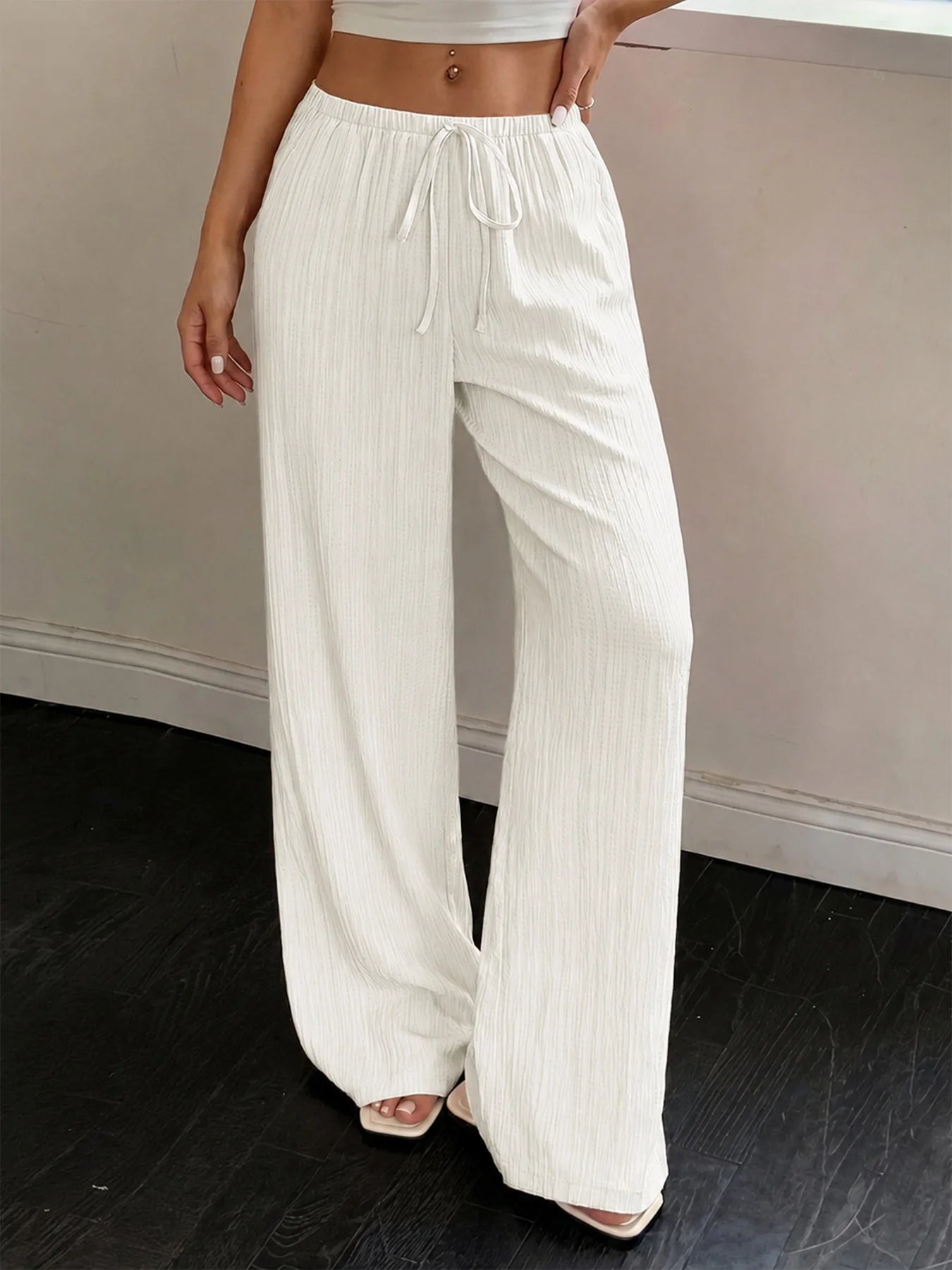 Dam Vida Byxor Hög Midja – Elegant Casual Enfargad Snördetalj Fickor Vår/Höst, 4 Färger S–XXL
